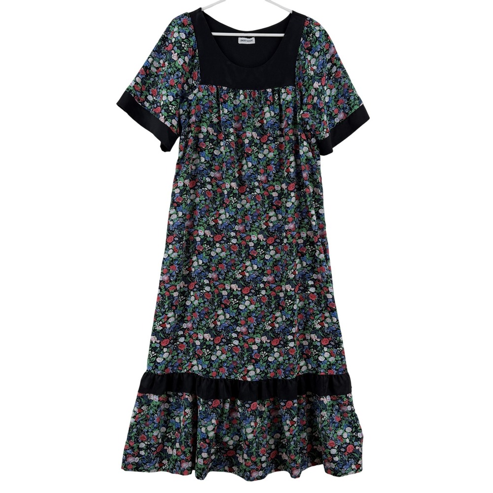 VTG Liberty House Hawaii Dress Womens Large Multicolor Floral Ruffle Maxi Muumuu